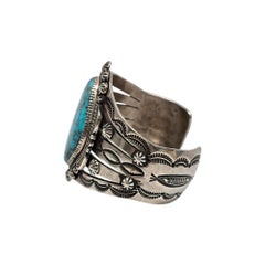Native American Herbert Begaye Sterling Silver Turquoise Cuff Bracelet #20913