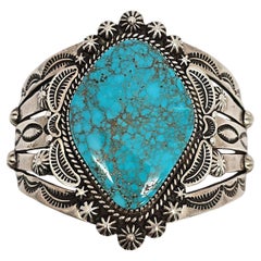 Native American Herbert Begaye Sterling Silver Turquoise Cuff Bracelet #20913