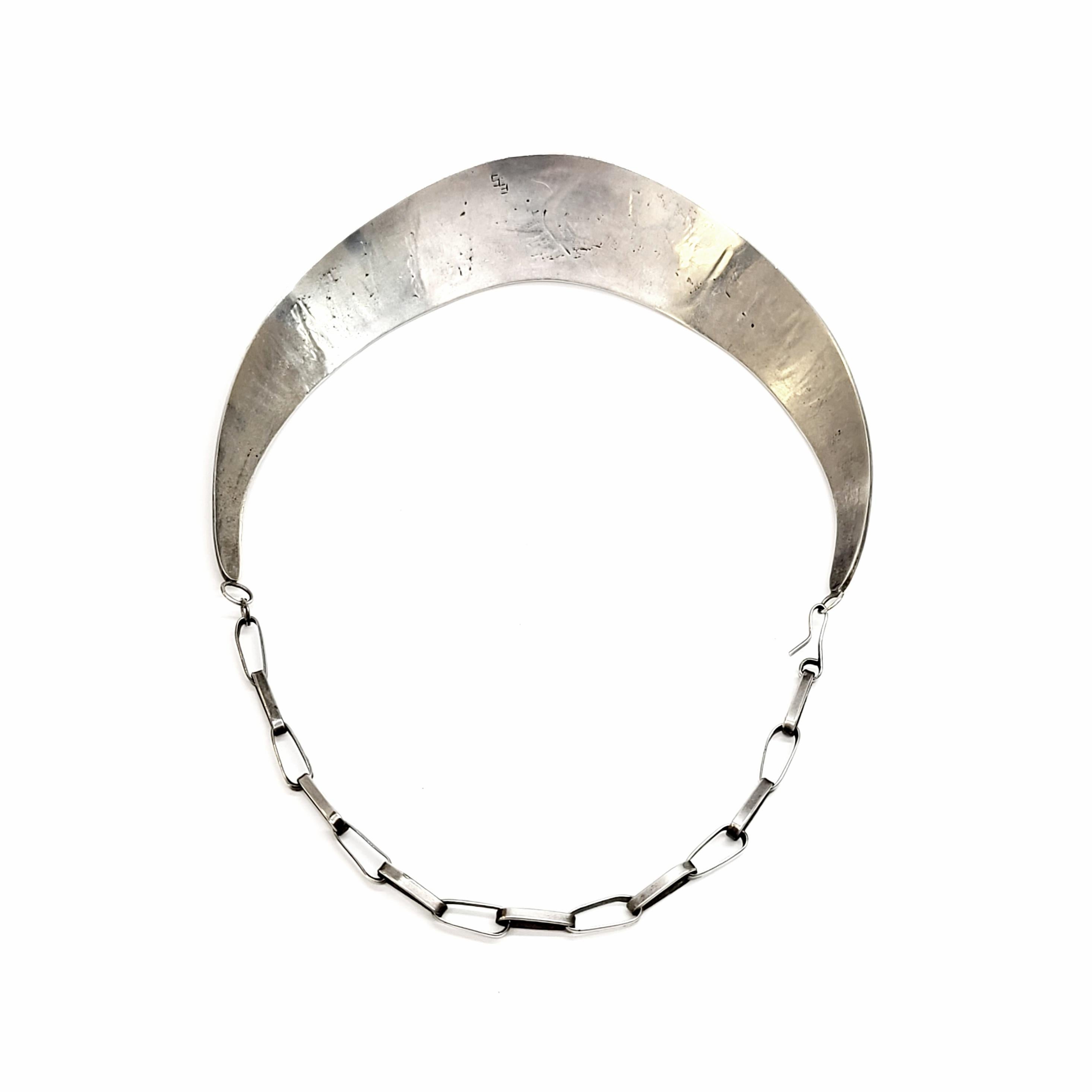 Native American Hopi Elgene Sehongva Sterling Silver Bear Paw Collar Necklace 1