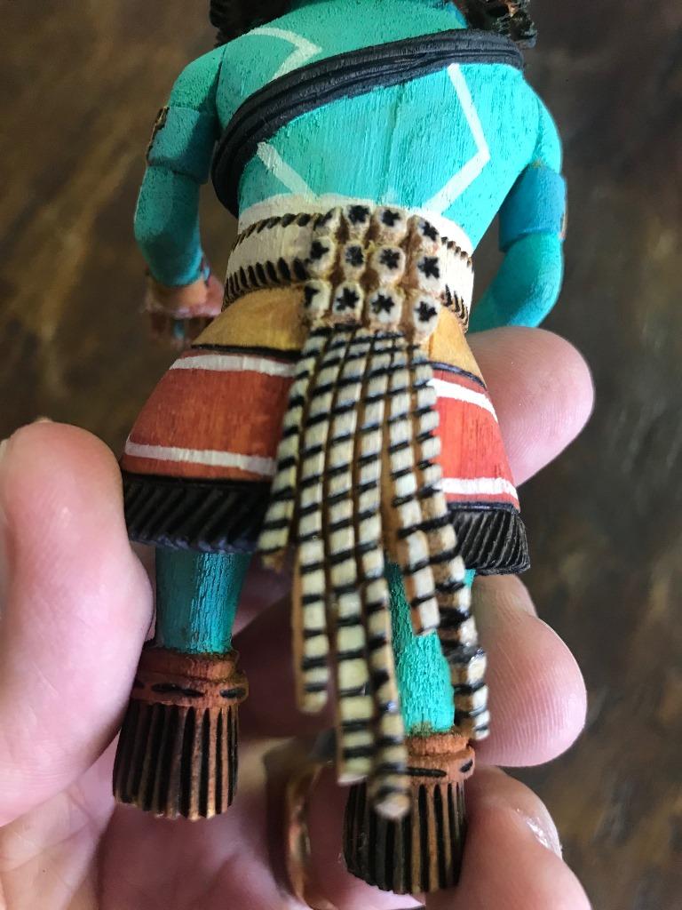 Hand-Carved Southwestern Native American Signed Hopi Kachina Katsina Doll in Display Case For Sale