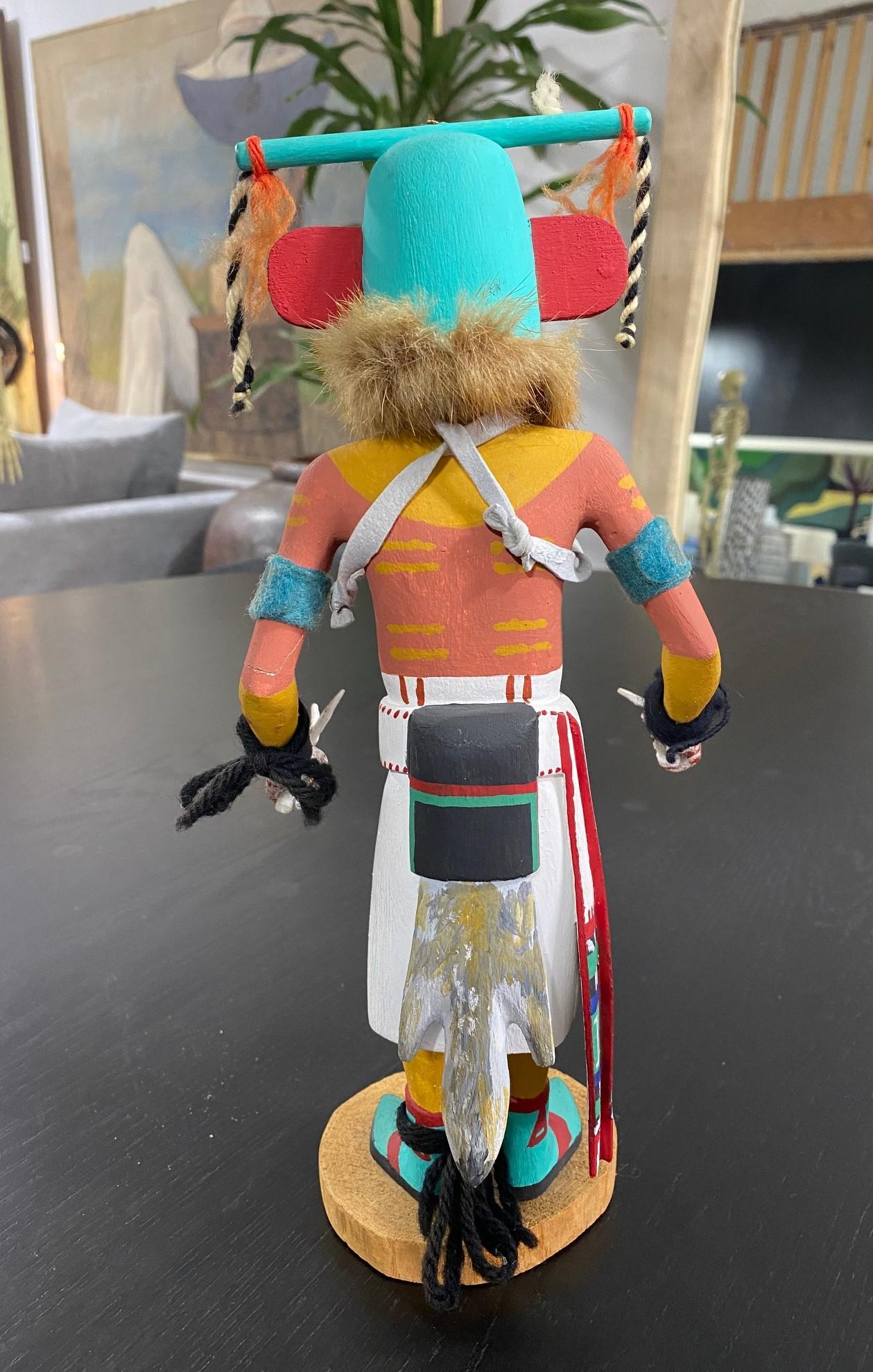 Southwestern Native American Hopi Large Hand Carved Painted Kachina Katsina Doll In Good Condition In Studio City, CA