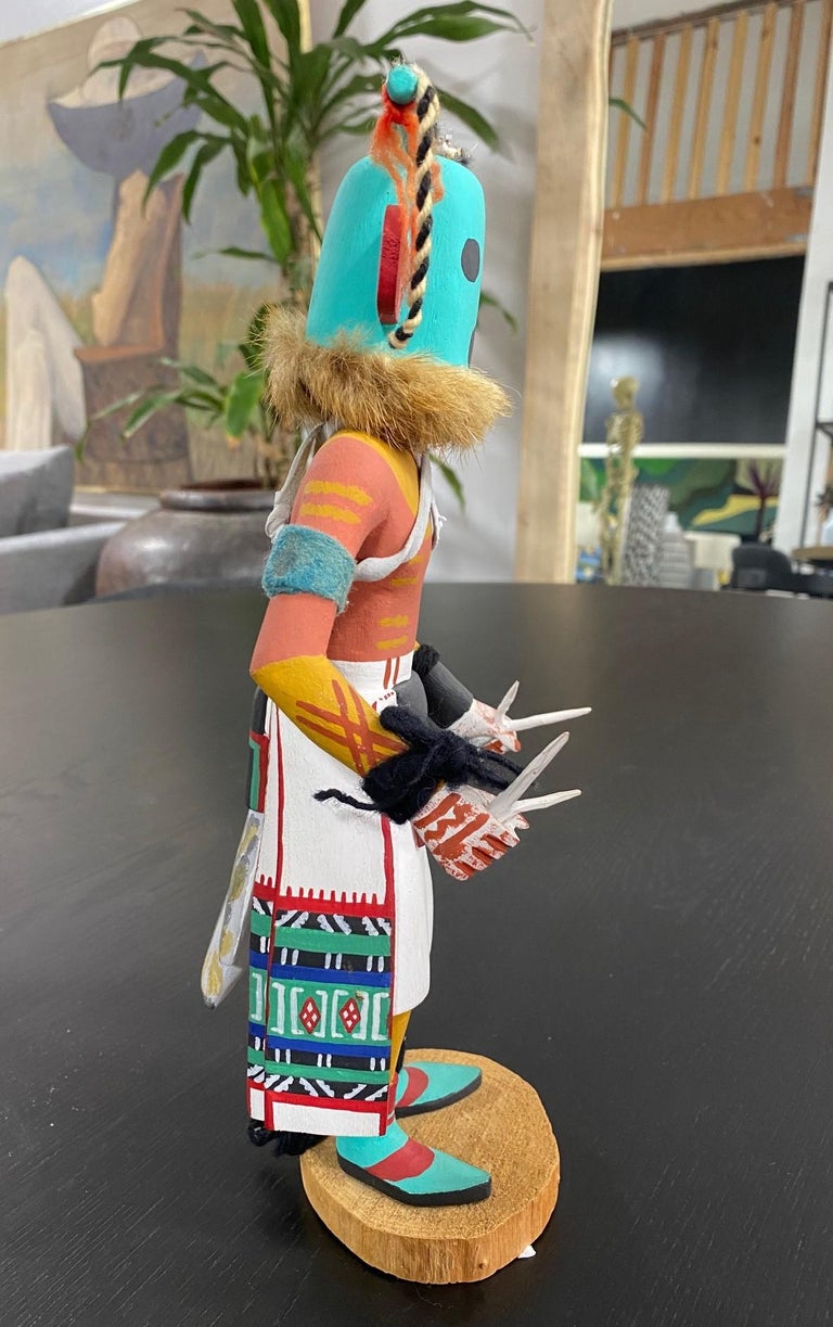 Native American Hopi Large Hand Carved Painted Kachina Doll For Sale 3
