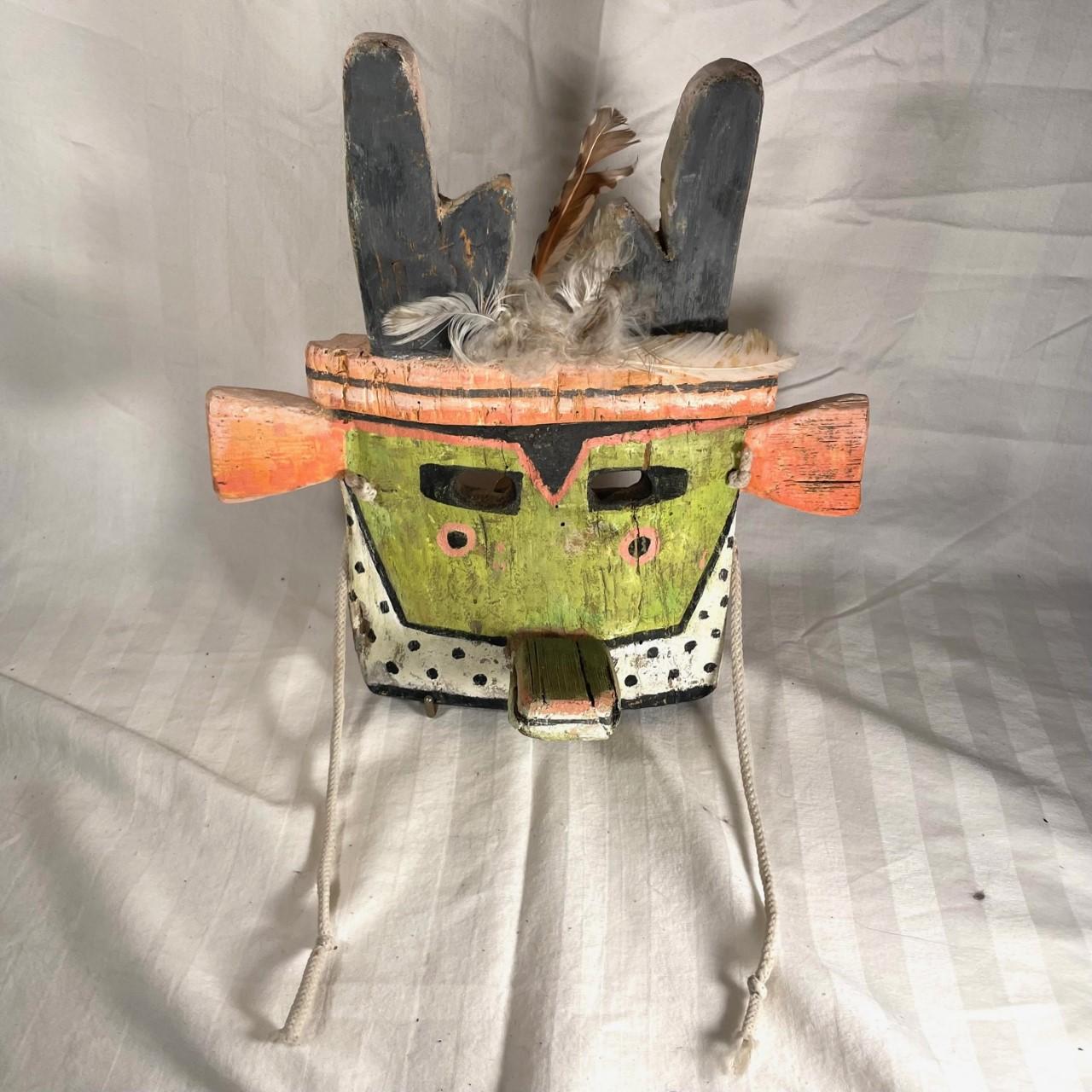 Hand-Painted Native American Hopi Pueblo Antelope Kachina Mask.