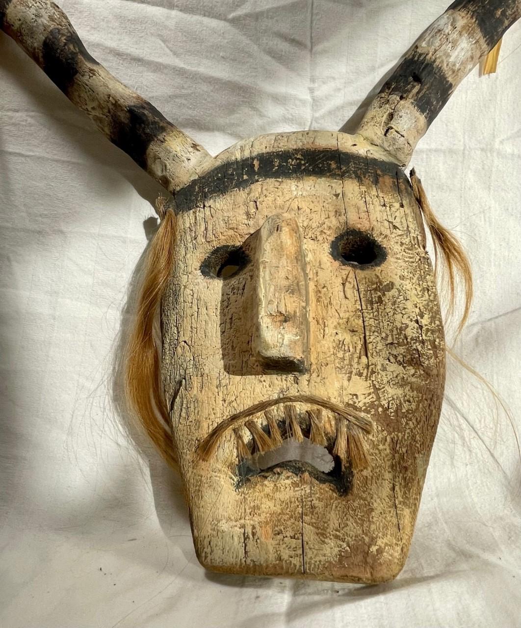 Native American Hopi Pueblo Clown Kachina Mask, Ethnographic Folk Art 1