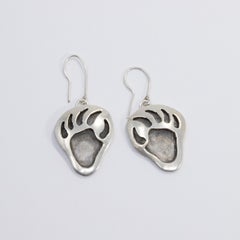 Native American Indian Bear Claw Sterling Silver Hook Earrings
