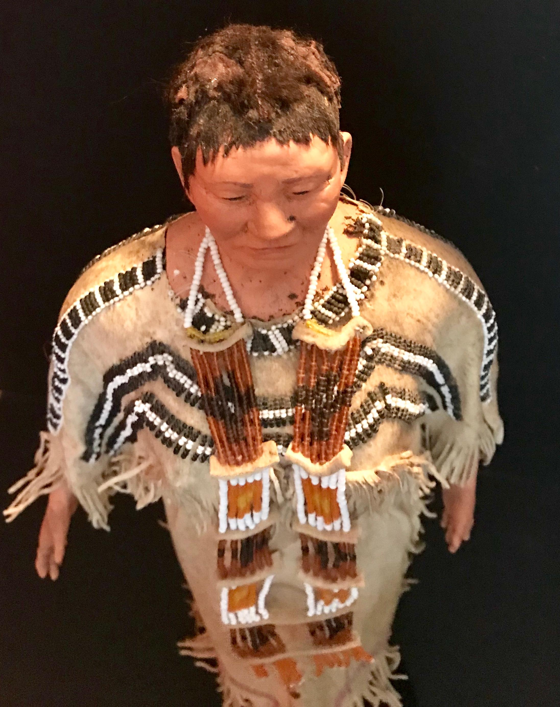 Molded Native American Indian Doll with Traditional Lakota Sioux Cherokee Wedding Dress