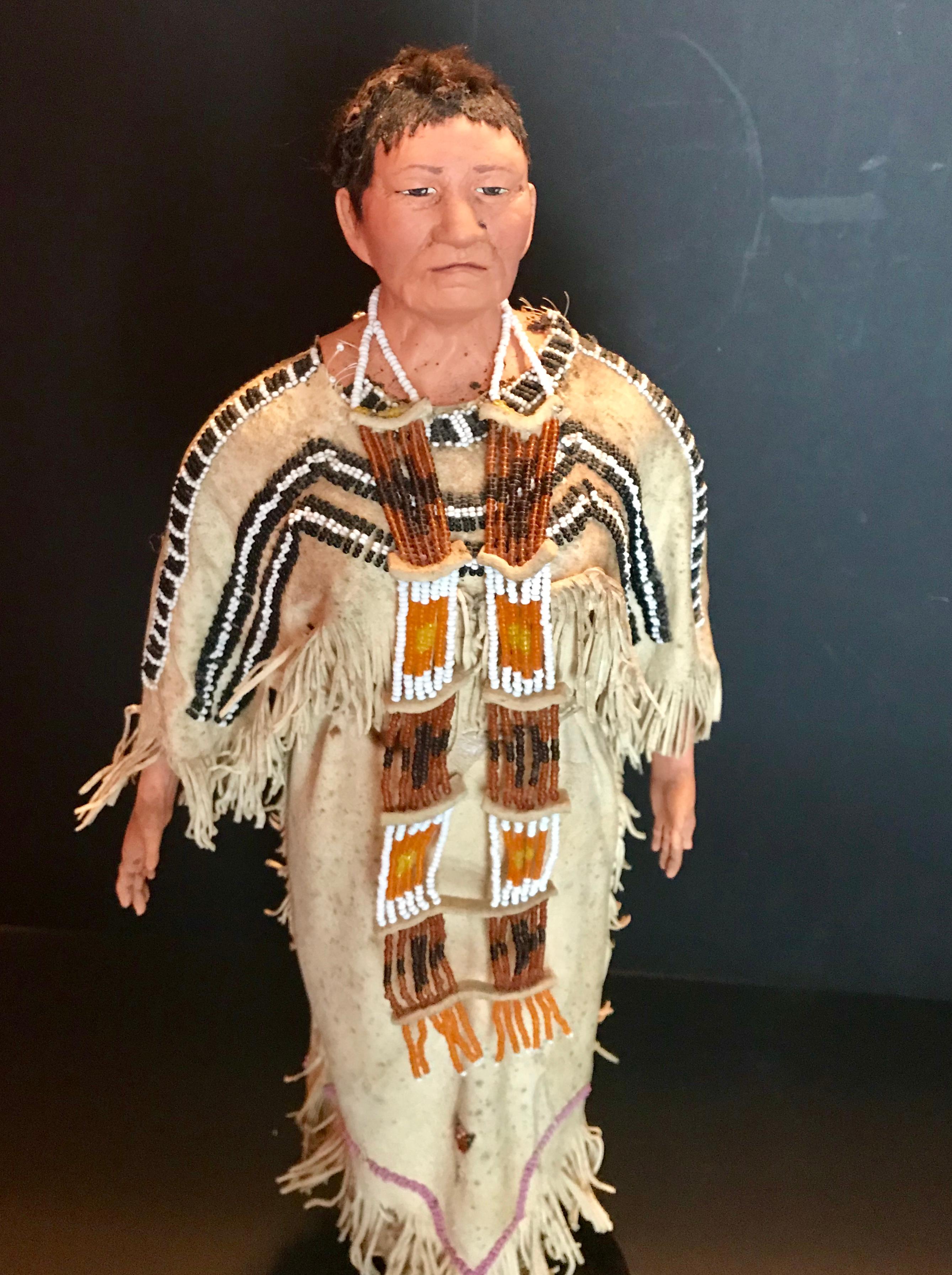 Late 20th Century Native American Indian Doll with Traditional Lakota Sioux Cherokee Wedding Dress