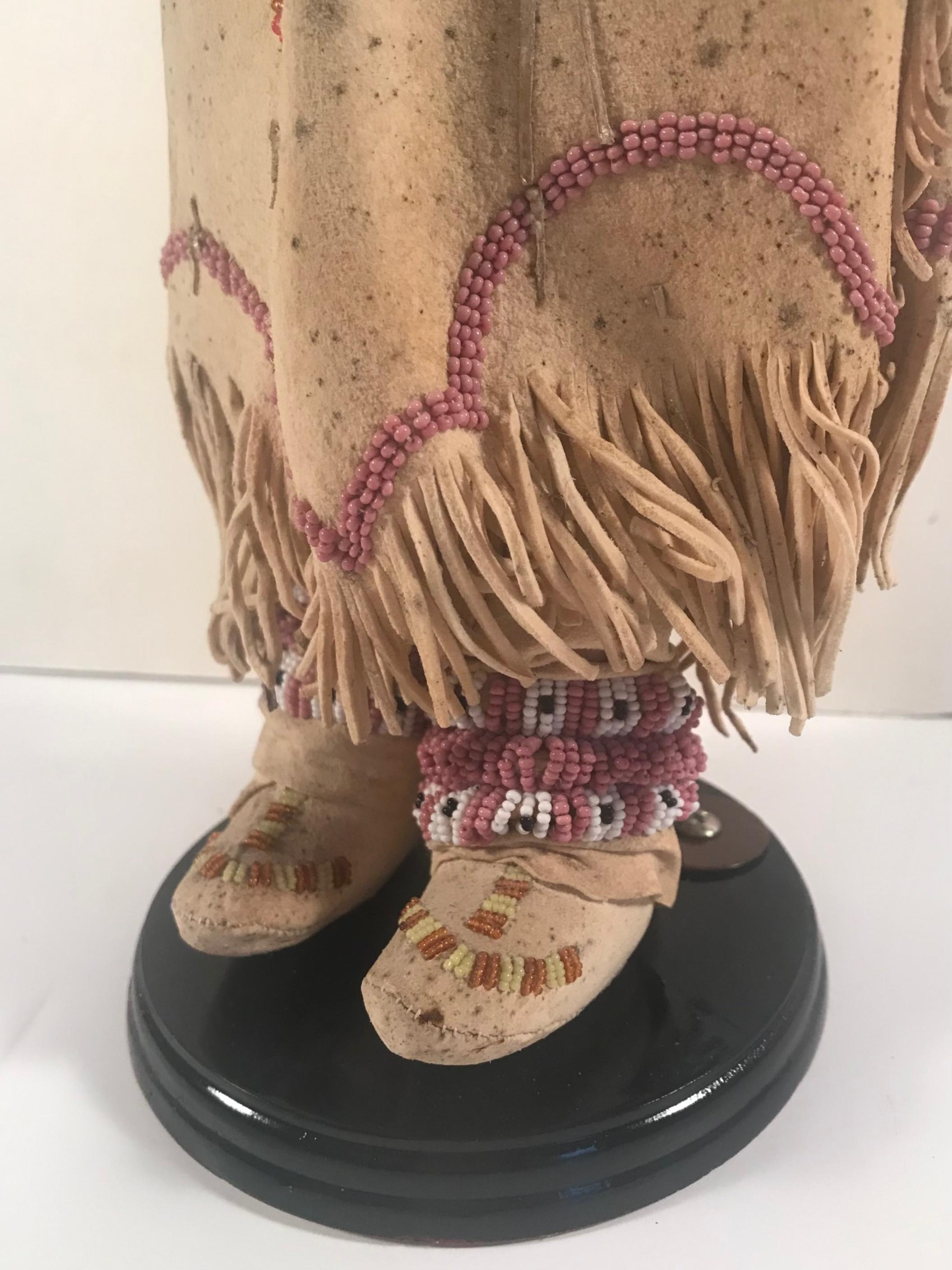 Late 20th Century Native American Indian Doll with Traditional Lakota Sioux Cherokee Wedding Dress For Sale