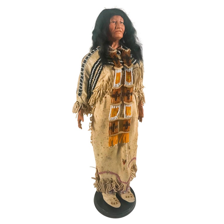 Native American Indian Doll with Traditional Lakota Sioux Cherokee Wedding Dress For Sale