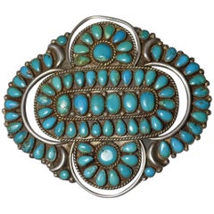 Native American Indian Fine Large Vintage Zuni Brooch Pendant