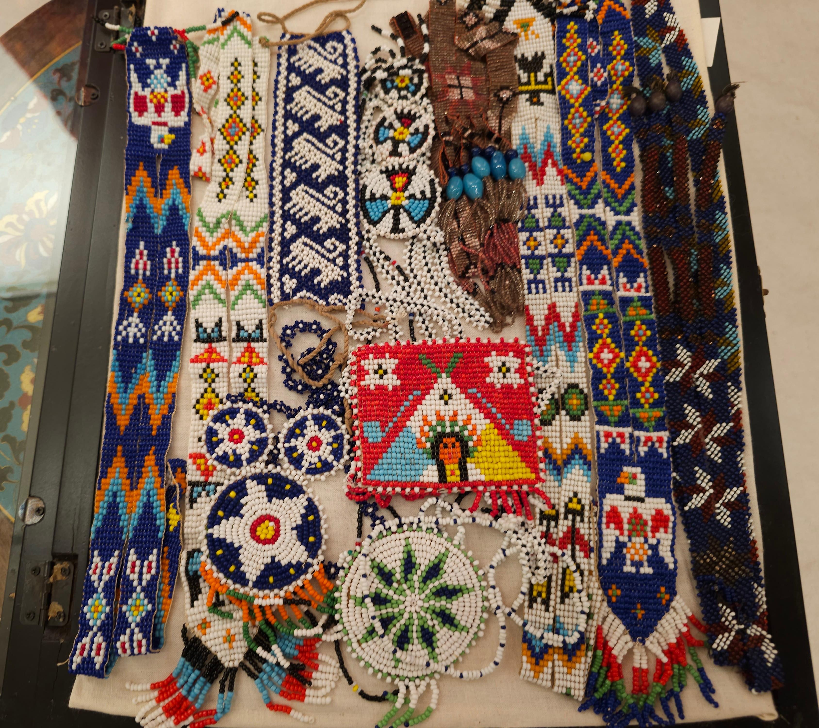 Late 20th Century   Native American Navajo Beadwork Necklace Collection Displayed in a Shadow Box
