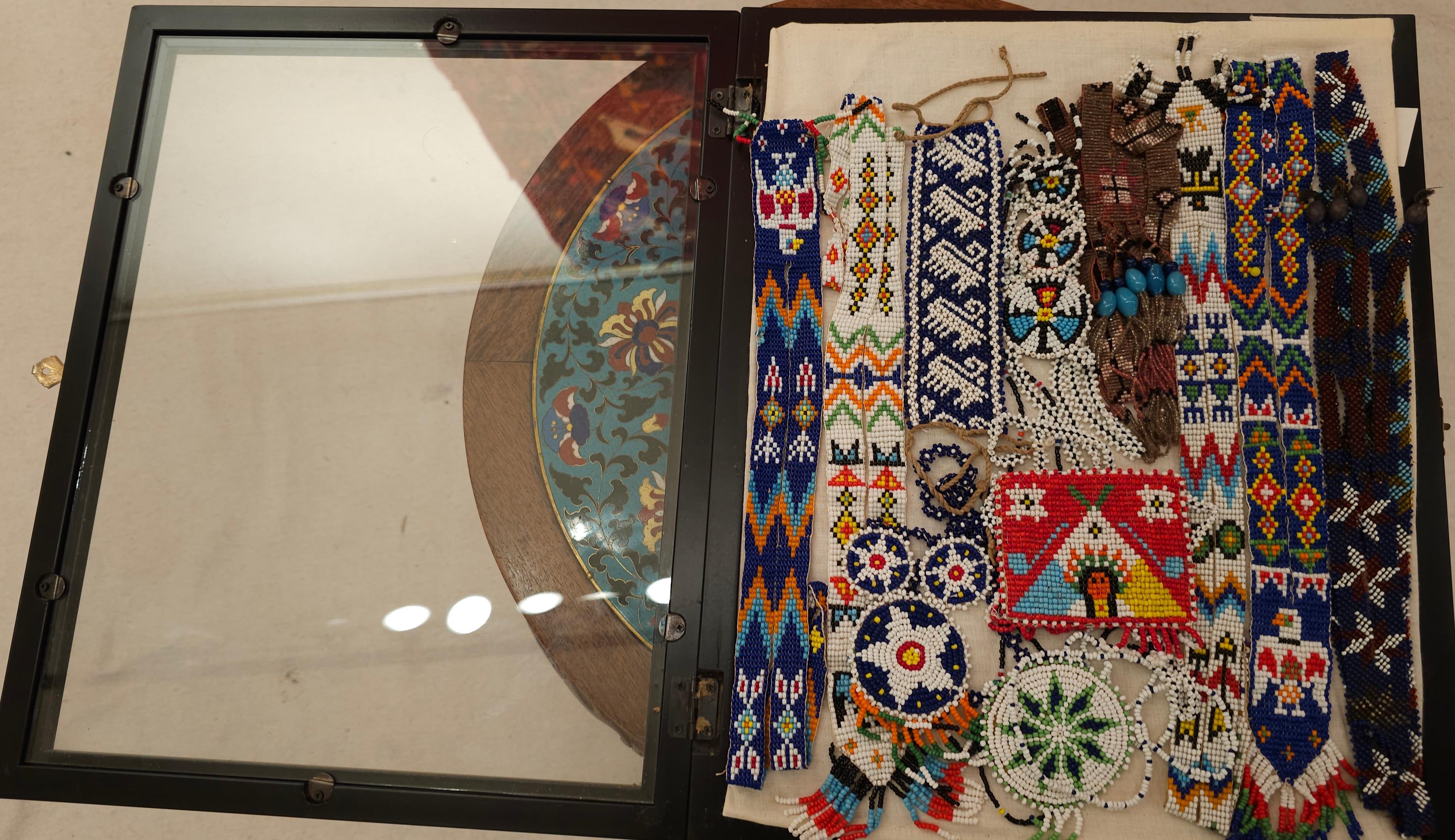   Native American Navajo Beadwork Necklace Collection Displayed in a Shadow Box 2