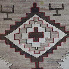 Native American Indian Navajo Woven Wool “Eye Dazzler” Runner Rug C1920