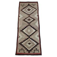 Native American Indian Navajo Woven Wool “Eye Dazzler” Runner Rug C1920