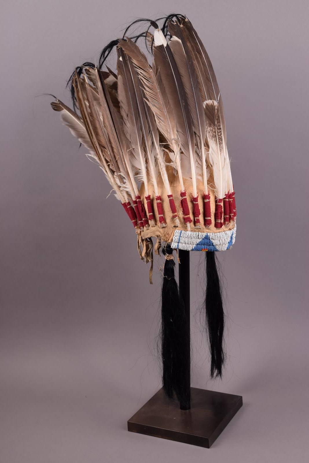 North American Native American Indian Plains Beaded War Bonnet
