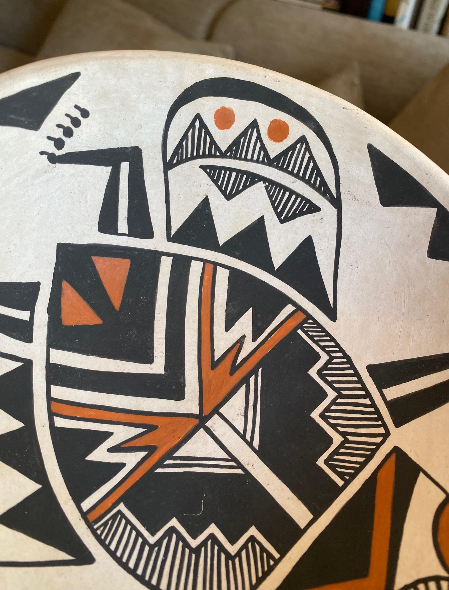 Native American Indian Signed Acoma Pueblo Southwest Pottery Beetle Bug Bowl For Sale 9