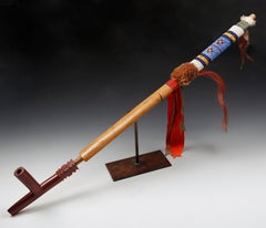 Native American Indian Sioux Beaded Wood and Caitlinite Pipe