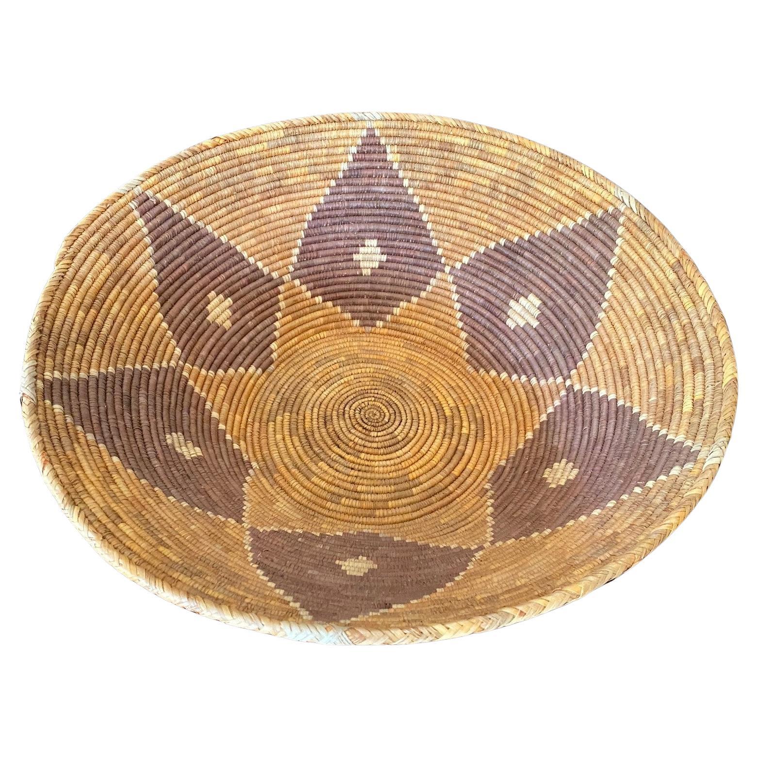 Native American Indian Southwest Navajo Large Handwoven Coil Wedding Basket
