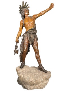 Native American Indian Warrior Sculpture Attributed to Carl Kauba