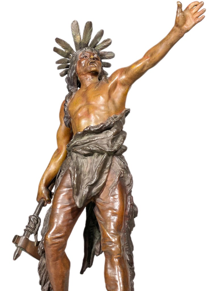Austrian Native American Indian Warrior Sculpture Attributed to Carl Kauba For Sale