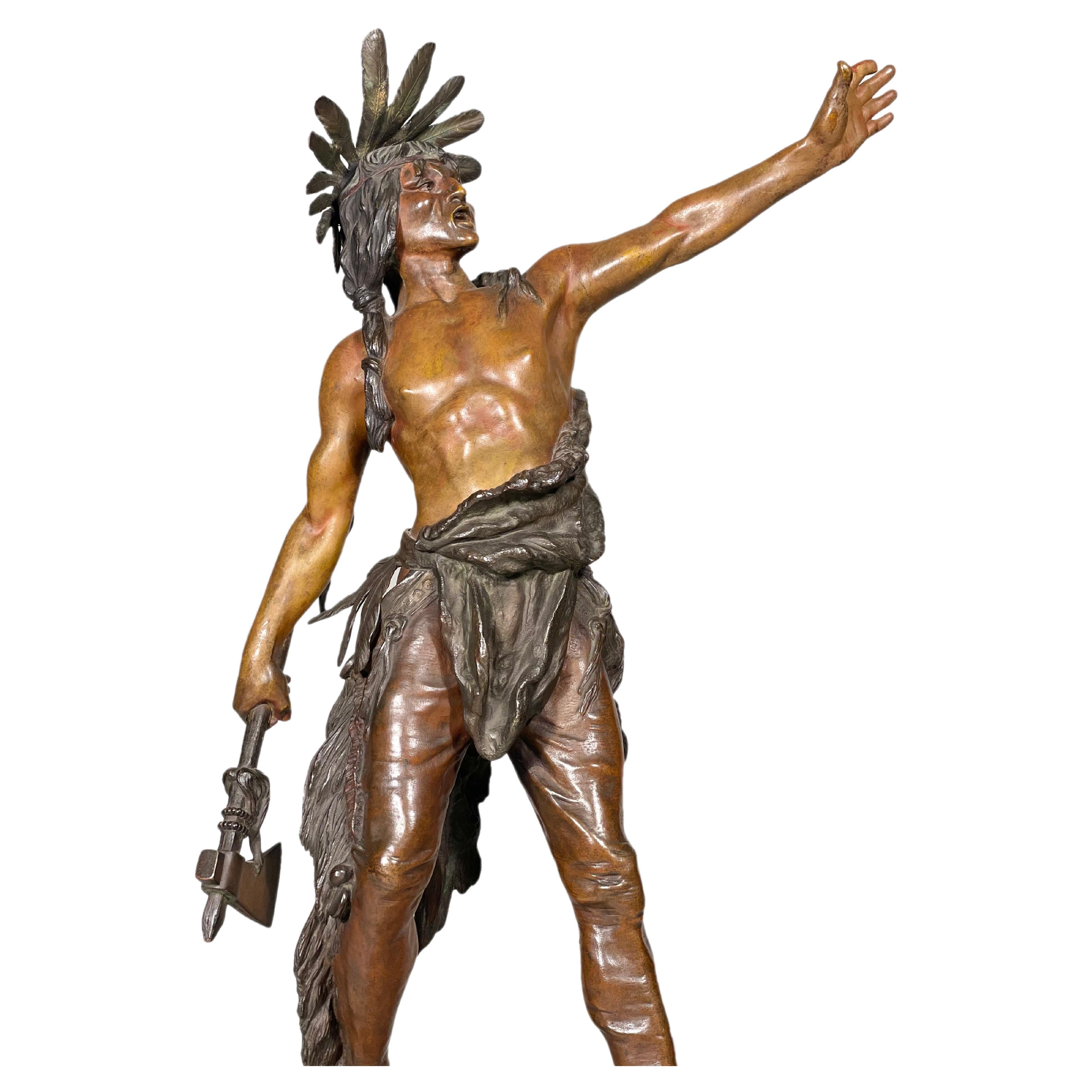 Native American Indian Warrior Sculpture Attributed to Carl Kauba