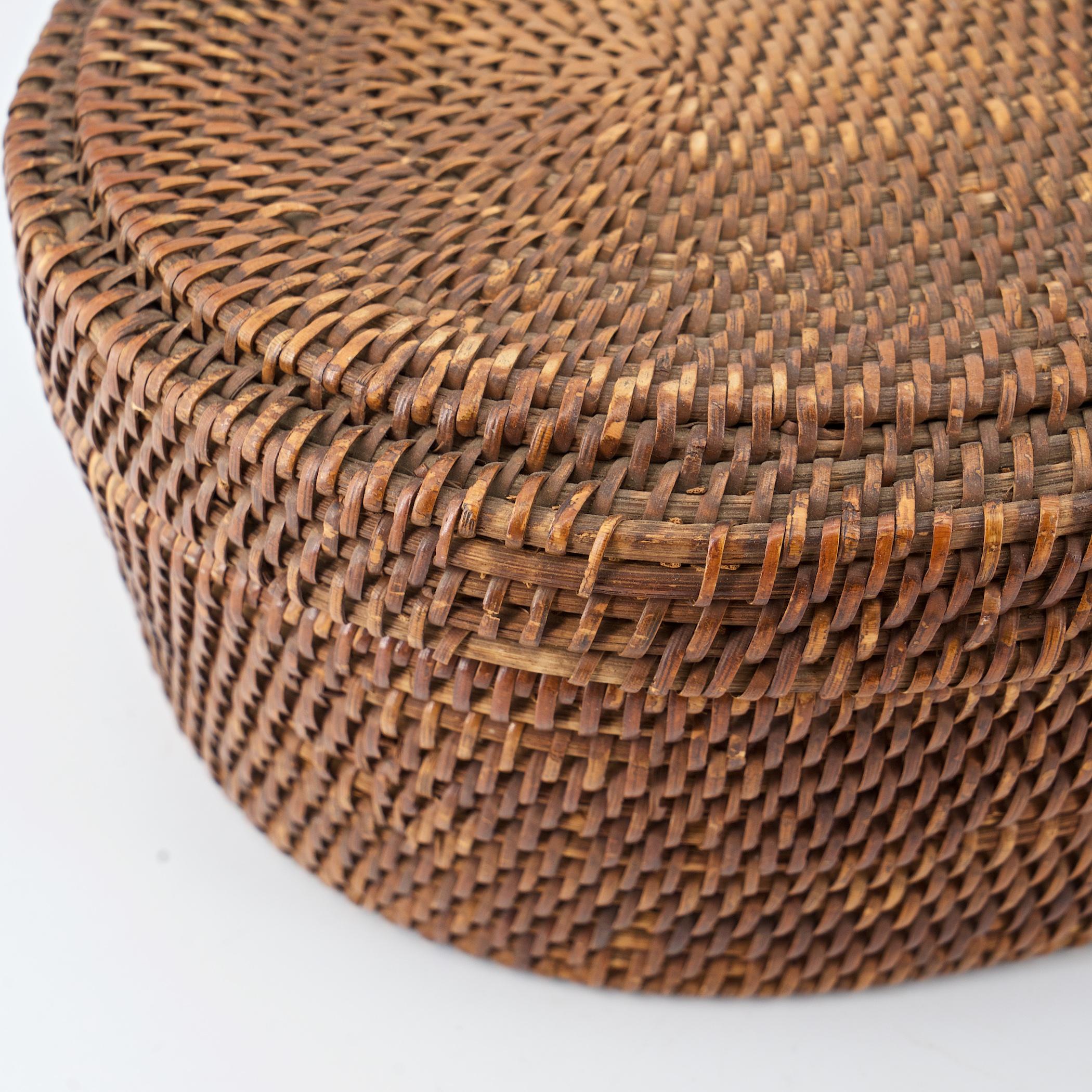 Native American Indian Woven Coiled Lidded Oval Basket 6