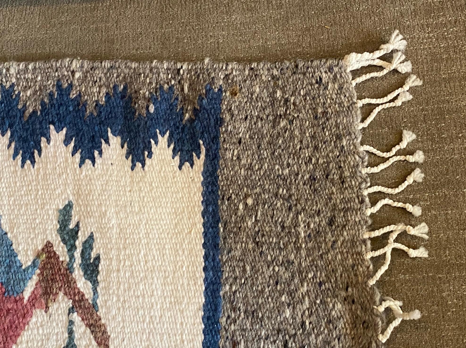 Native American Indigenous Zapotec or Navajo Handwoven Tree of Life Rug Blanket For Sale 6