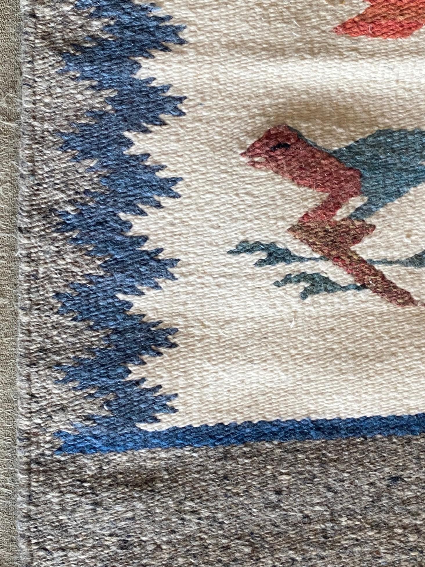 Native American Indigenous Zapotec or Navajo Handwoven Tree of Life Rug Blanket For Sale 8