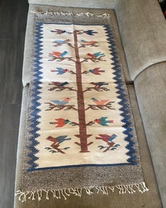 Native American Indigenous Zapotec or Navajo Handwoven Tree of Life Rug Blanket