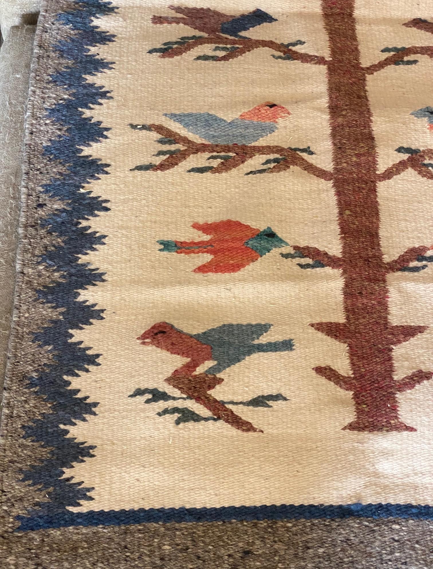 Hand-Woven Native American Indigenous Zapotec or Navajo Handwoven Tree of Life Rug Blanket For Sale