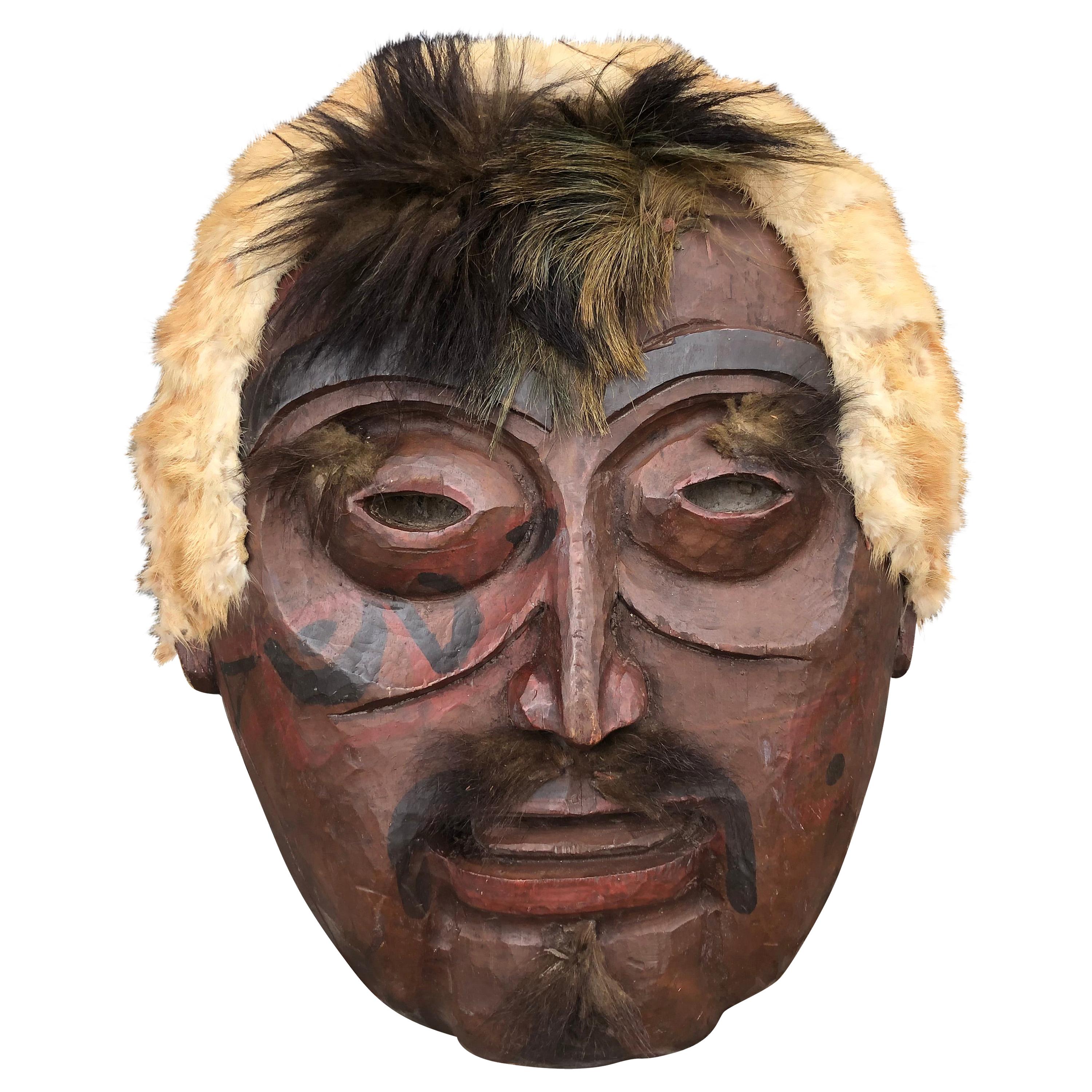 Native American Inuit Eskimo Antique Dance Mask, 1900