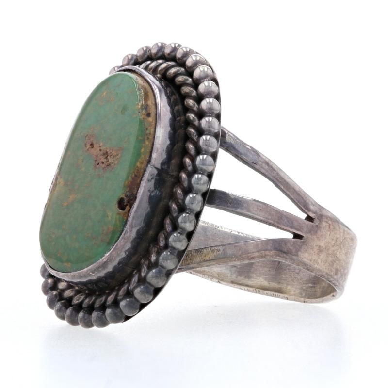 Taille ovale Jackson Pino Green Turquoise Bague amérindienne en argent sterling 925 Taille 8 1/4