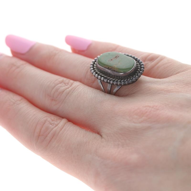 Women's Native American Jackson Pino Green Turquoise Ring - Sterling 925 Size 8 1/4