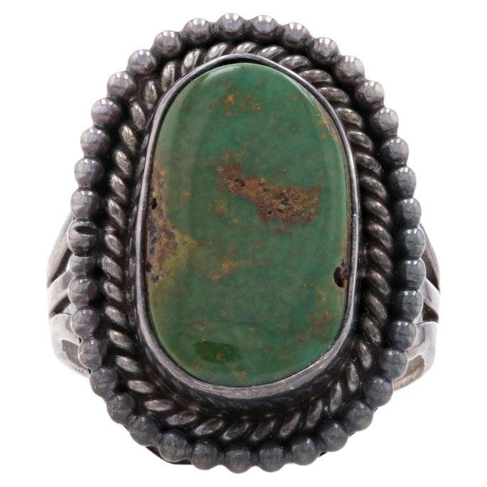 Jackson Pino Green Turquoise Bague amérindienne en argent sterling 925 Taille 8 1/4
