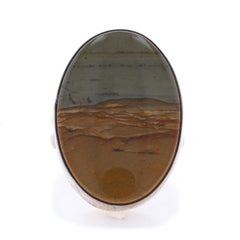 Bague solitaire cocktail amérindienne en argent sterling 925 avec paysage de montagne