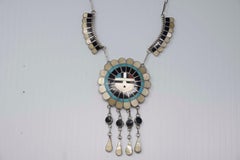 Native American J.D. Massie Zuni Artist Silver Necklace