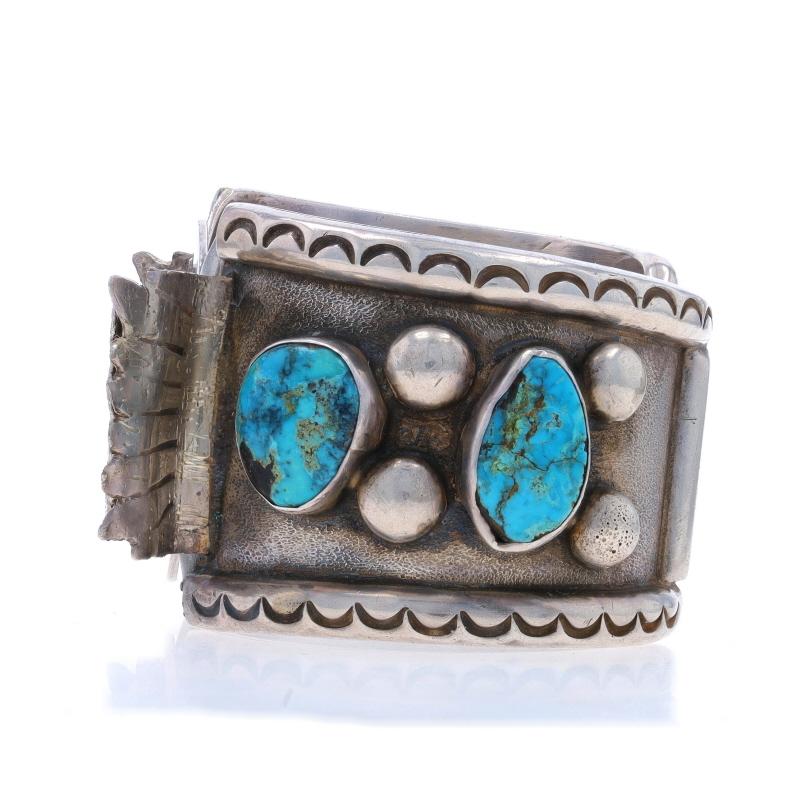 Taglio misto Nativo americano Joe Corbet Navajo Bracciale orologio in turchese 6 1/2