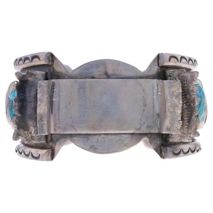 Joe Corbet, manchette de montre amérindienne turquoise Navajo 6 1/2" Ster 925