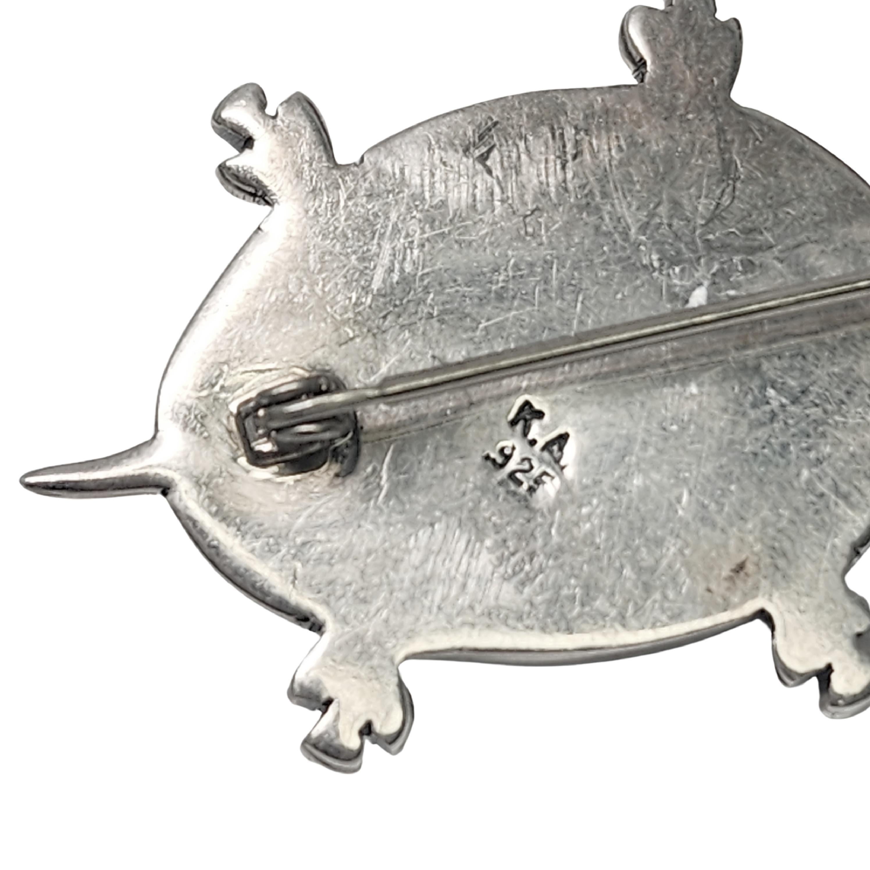 Native American KA Sterling Silver Stone Turtle Pin #16494 For Sale 2