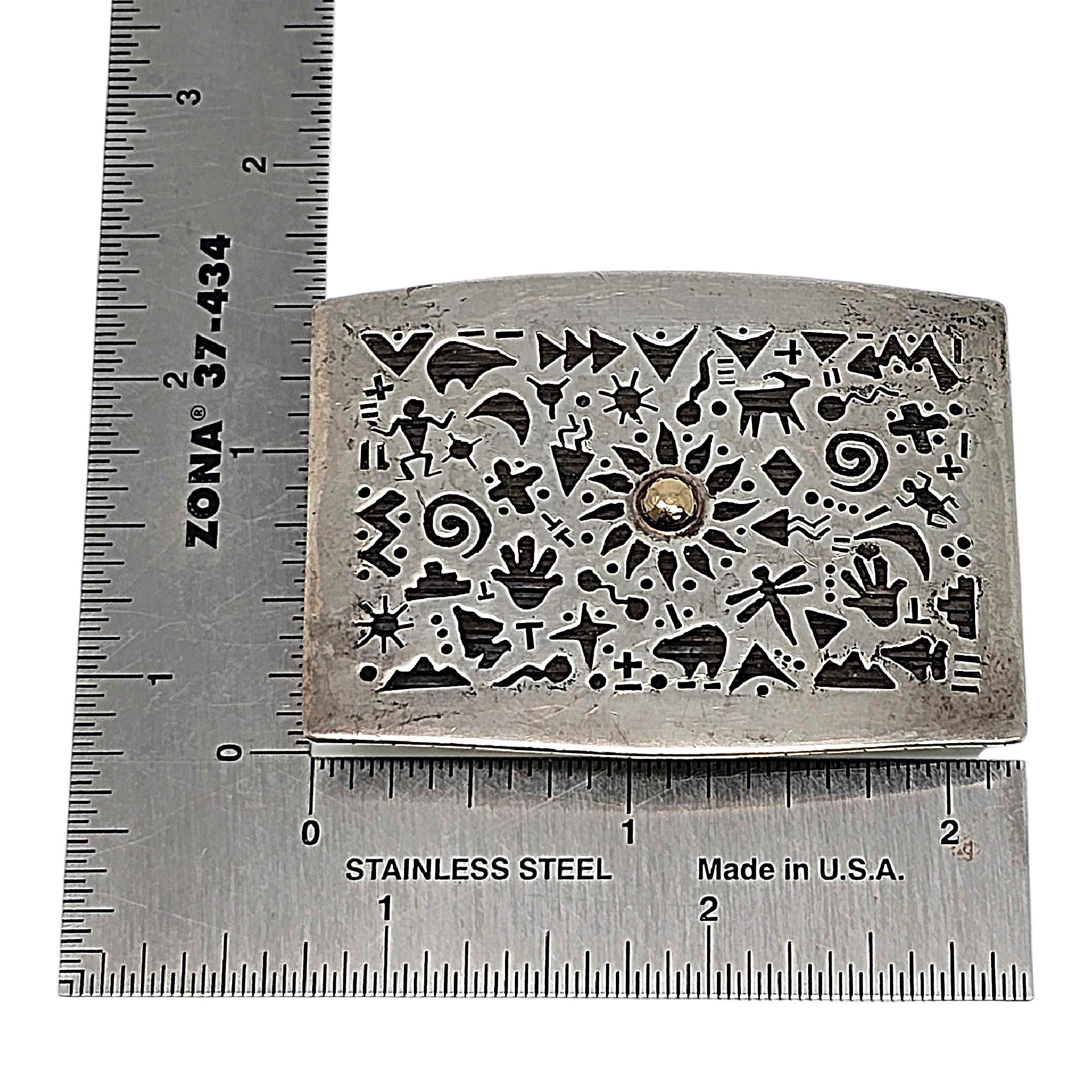 Native American Kee Yazzie Sterling Silver 14K Gold Petroglyph Belt Buckle 19780 4
