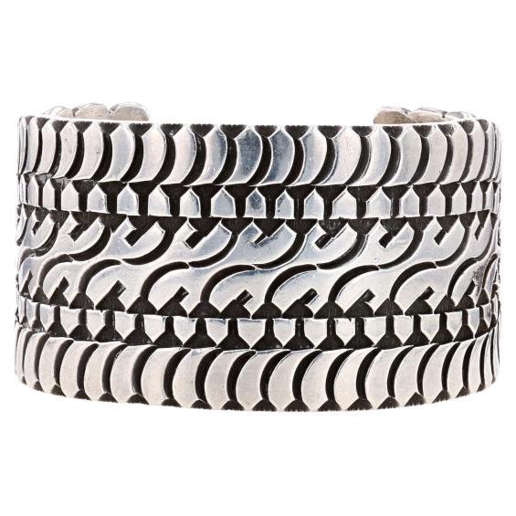 Native American KY Navajo Cuff Bracelet 7" - Sterling Silver 925 Sunray Wings