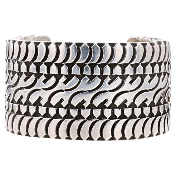 Bracciale dei nativi americani KY Navajo 7" - Argento 925 Ali di sole in vendita