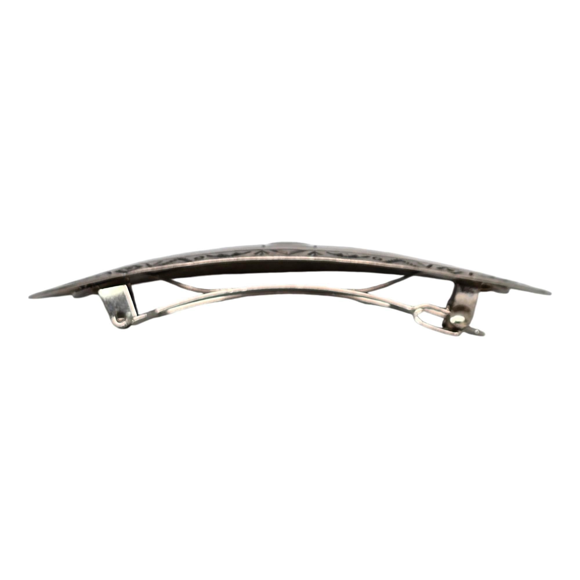 Native American LA Willie for Joe Delgarito Sterling Silver Barrette #19114 In Good Condition In Washington Depot, CT