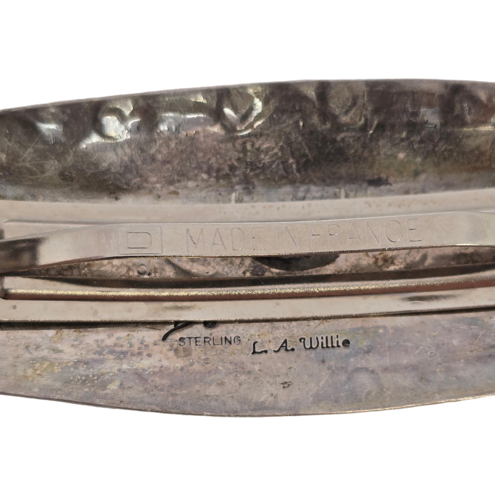 Native American LA Willie for Joe Delgarito Sterling Silver Barrette #19114 2