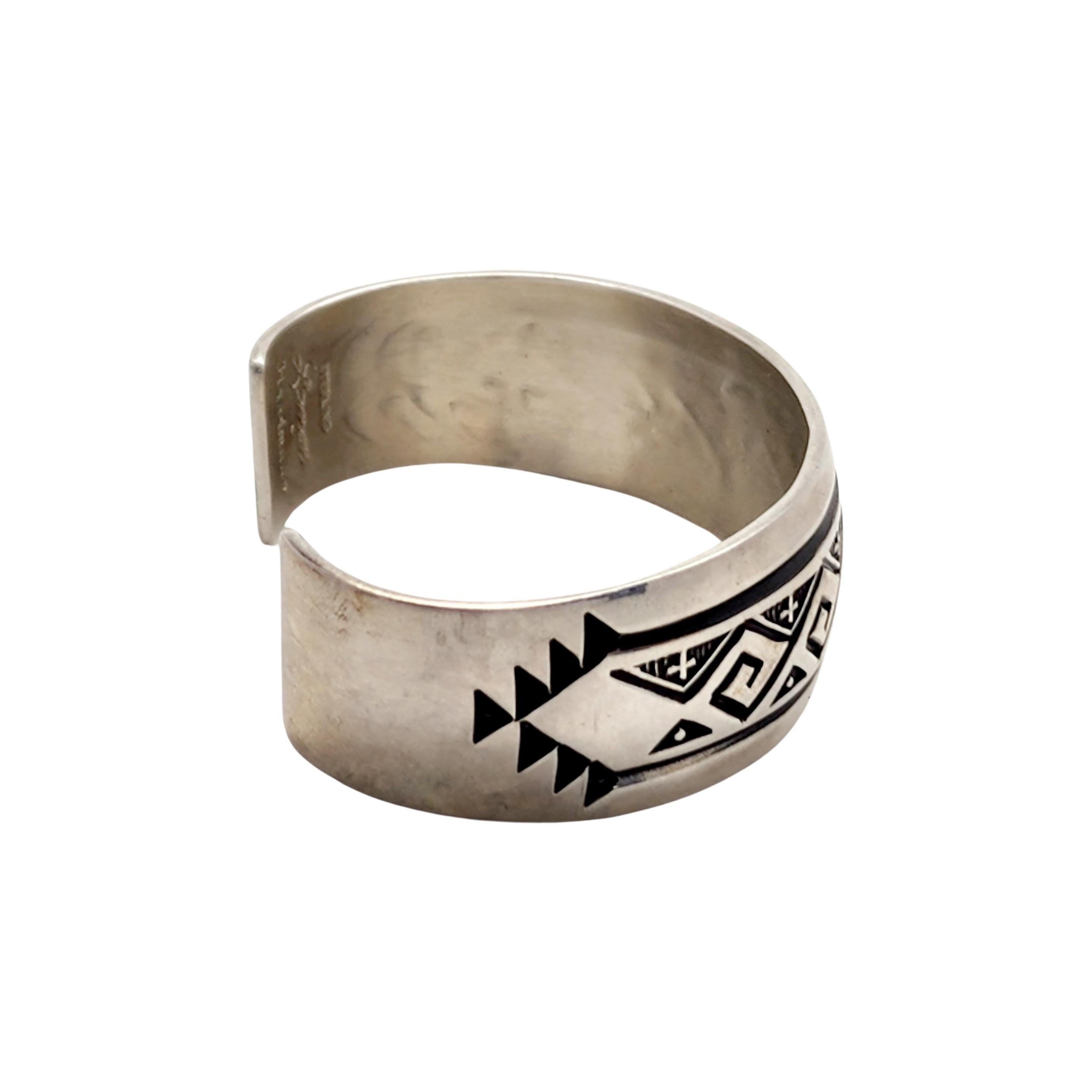 Native American Lamer Sterling Silver Cuff Bracelet #13279 For Sale 1
