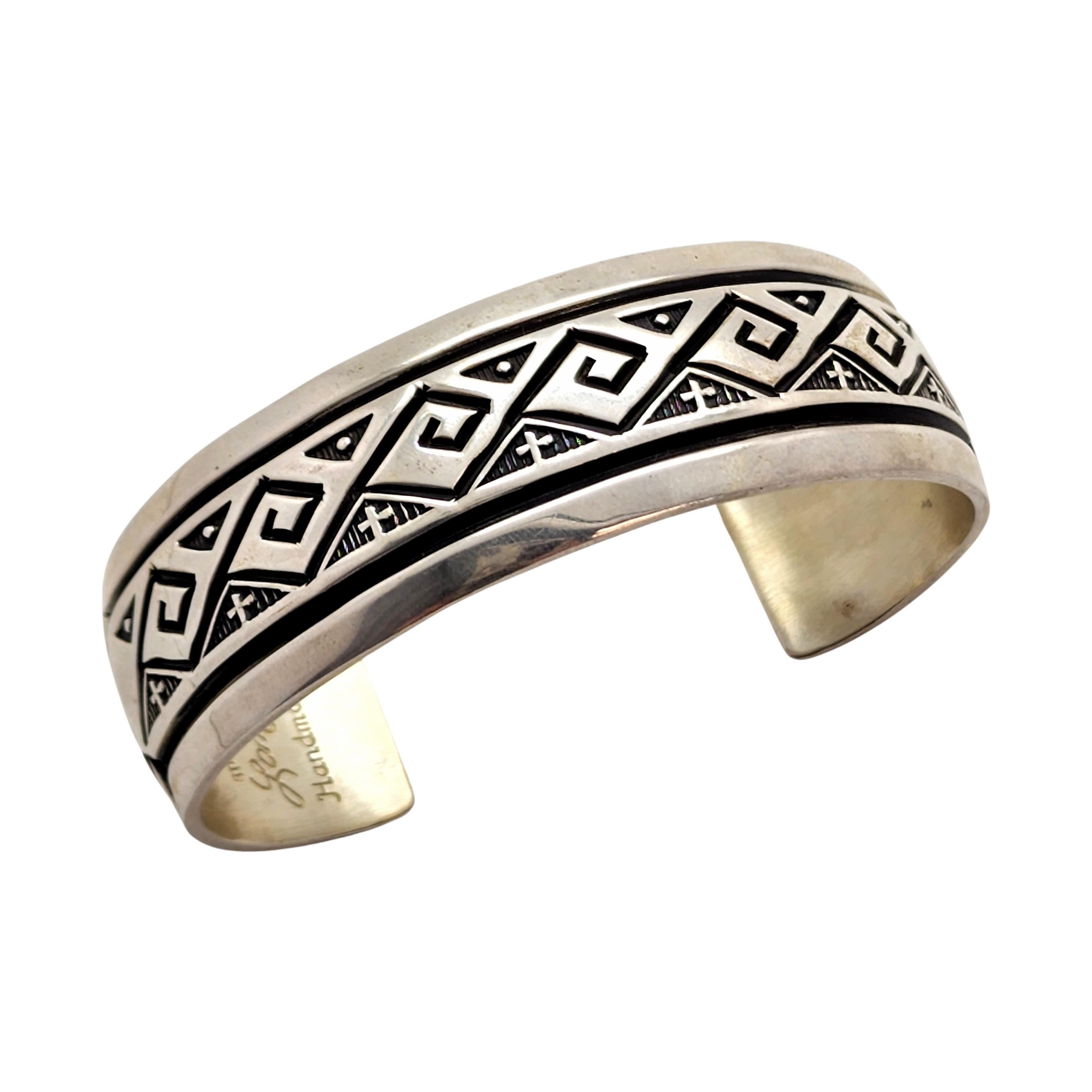 Native American Lamer Sterling Silver Cuff Bracelet #13279 For Sale 3