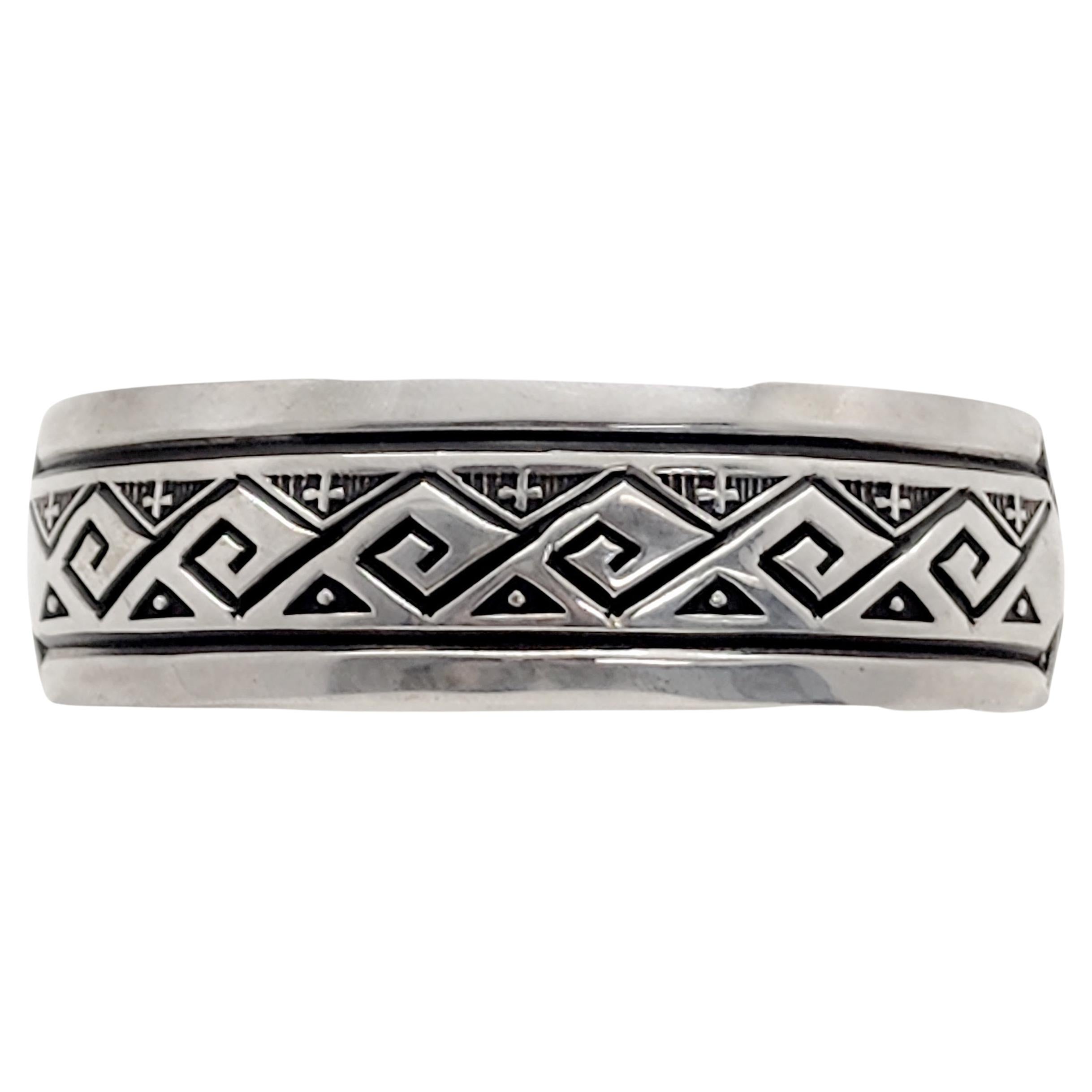 Native American Lamer Sterling Silver Cuff Bracelet #13279 For Sale