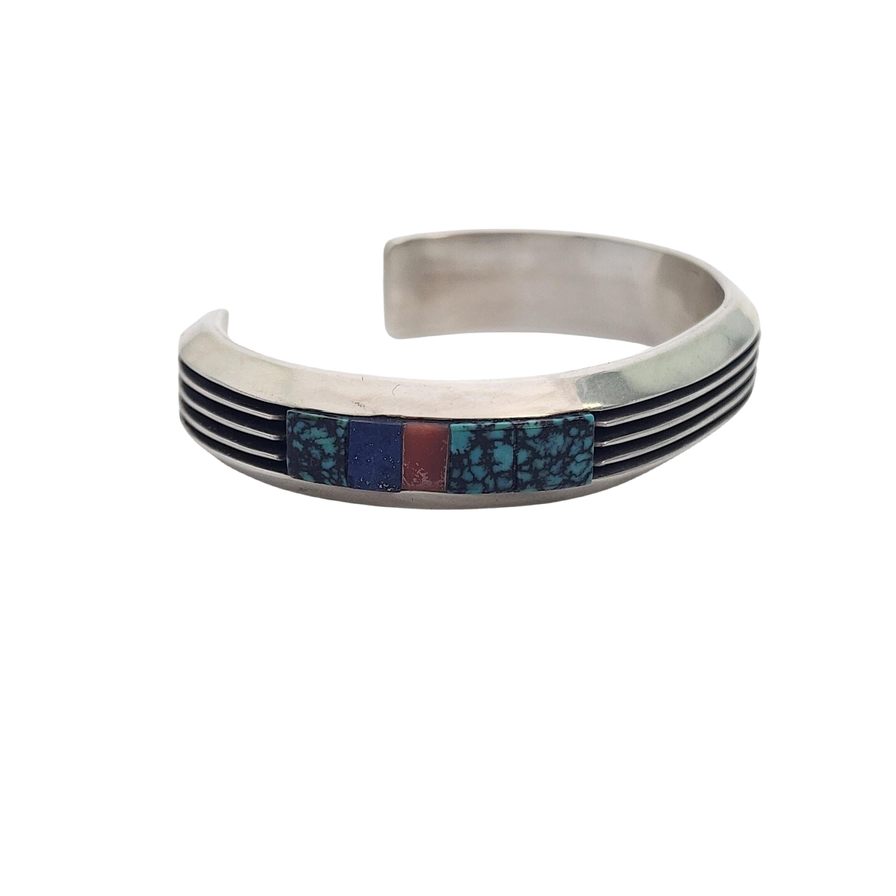 Native American Larry Begay Sterling Silver Multi-Stone Cuff Bracelet #16491 1