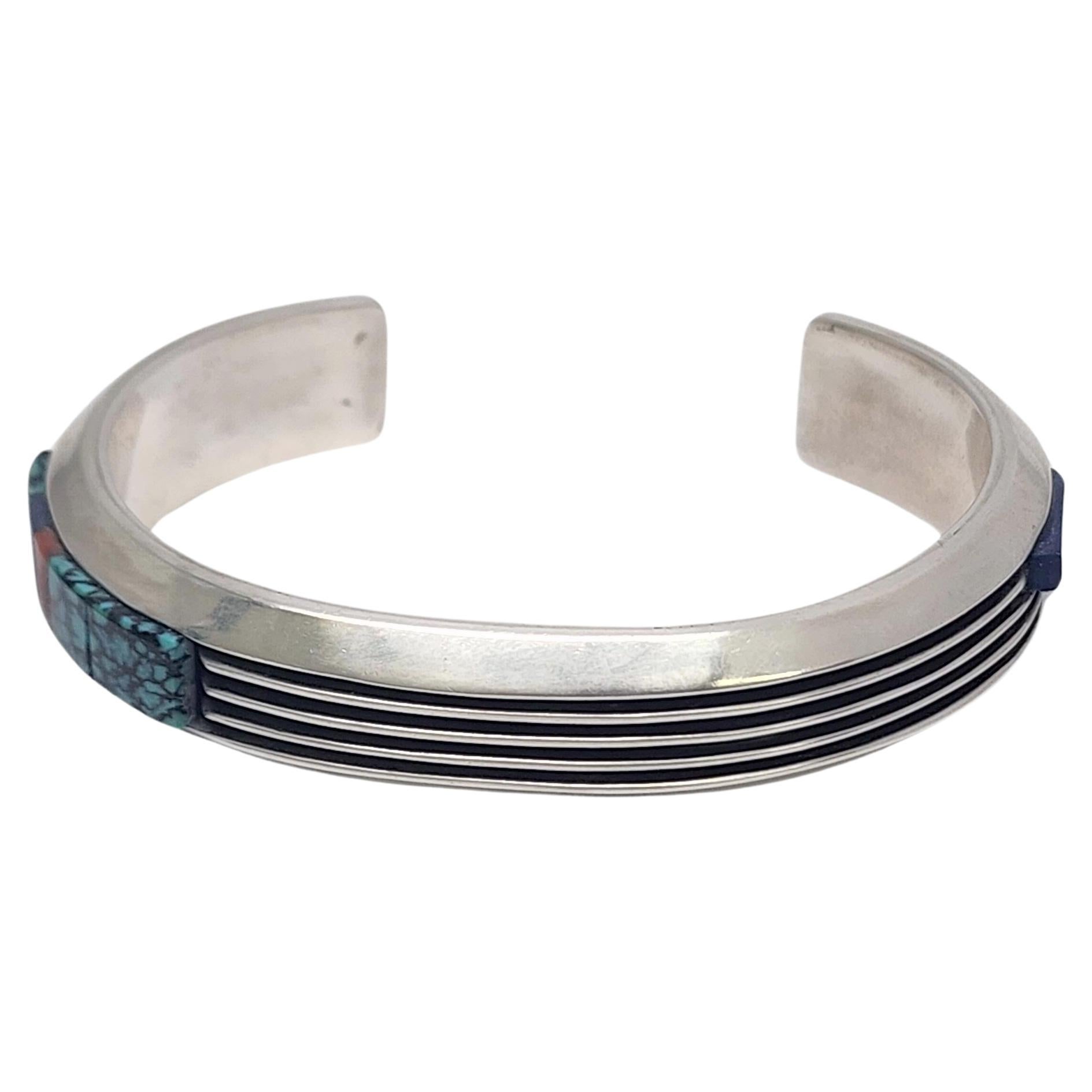 Native American Larry Begay Sterling Silver Multi-Stone Cuff Bracelet #16491