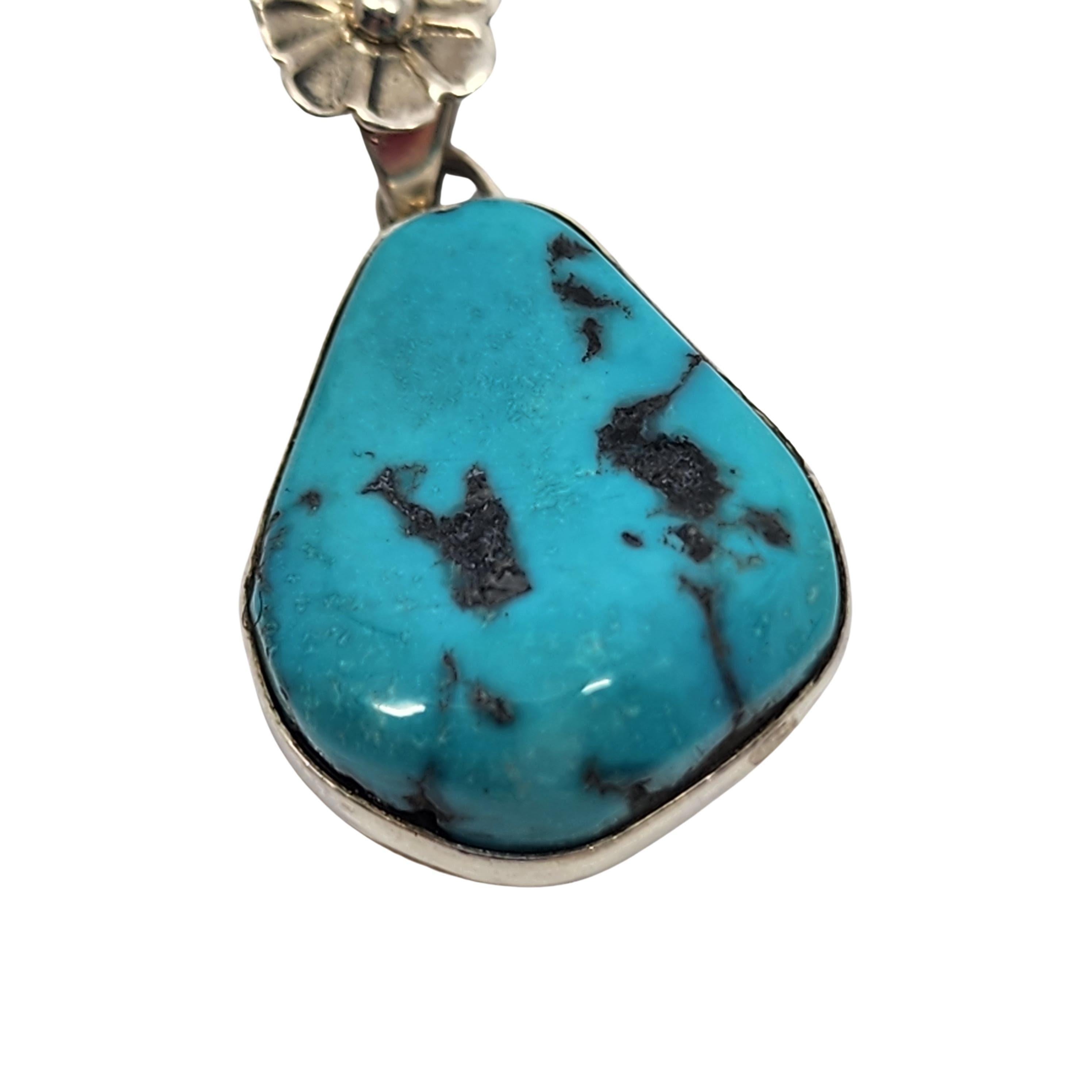Women's Native American Larry Moses Yazzie Sterling Silver Turquoise Pendant #16150 For Sale